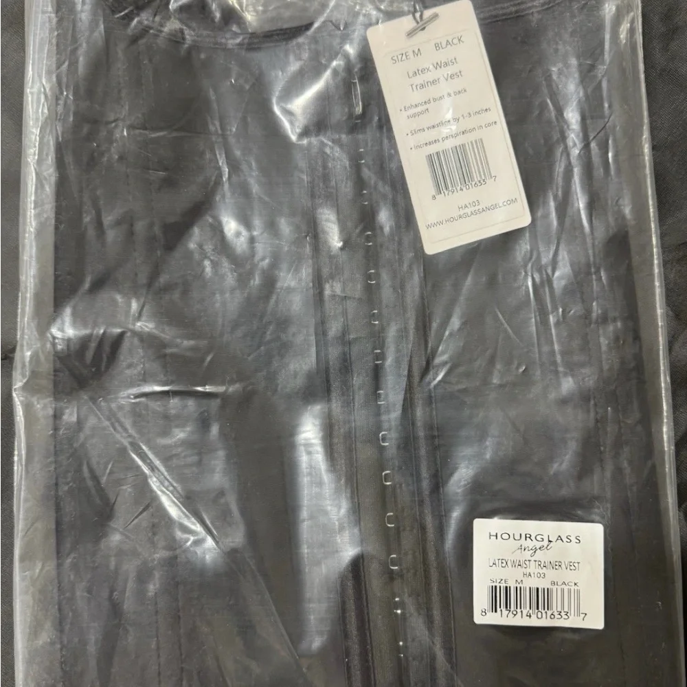 NWT, LATEX WAIST TRAINER VEST BY HOURGLASS ANGEL HA103, Size Medium, Black - Picture 4 of 9
